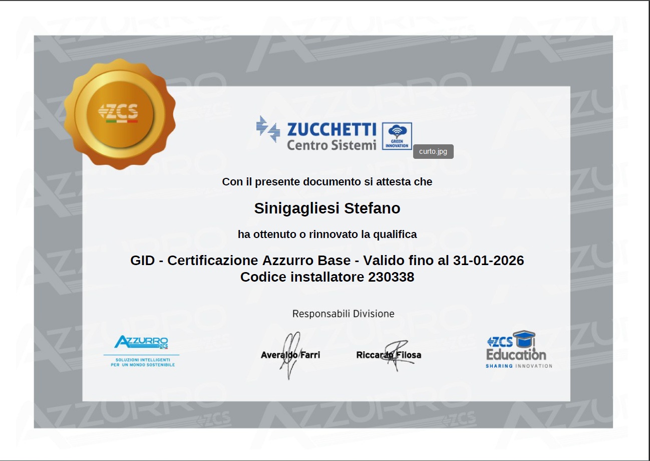 Installatore certificato ZCS Zucchetti fotovoltaico